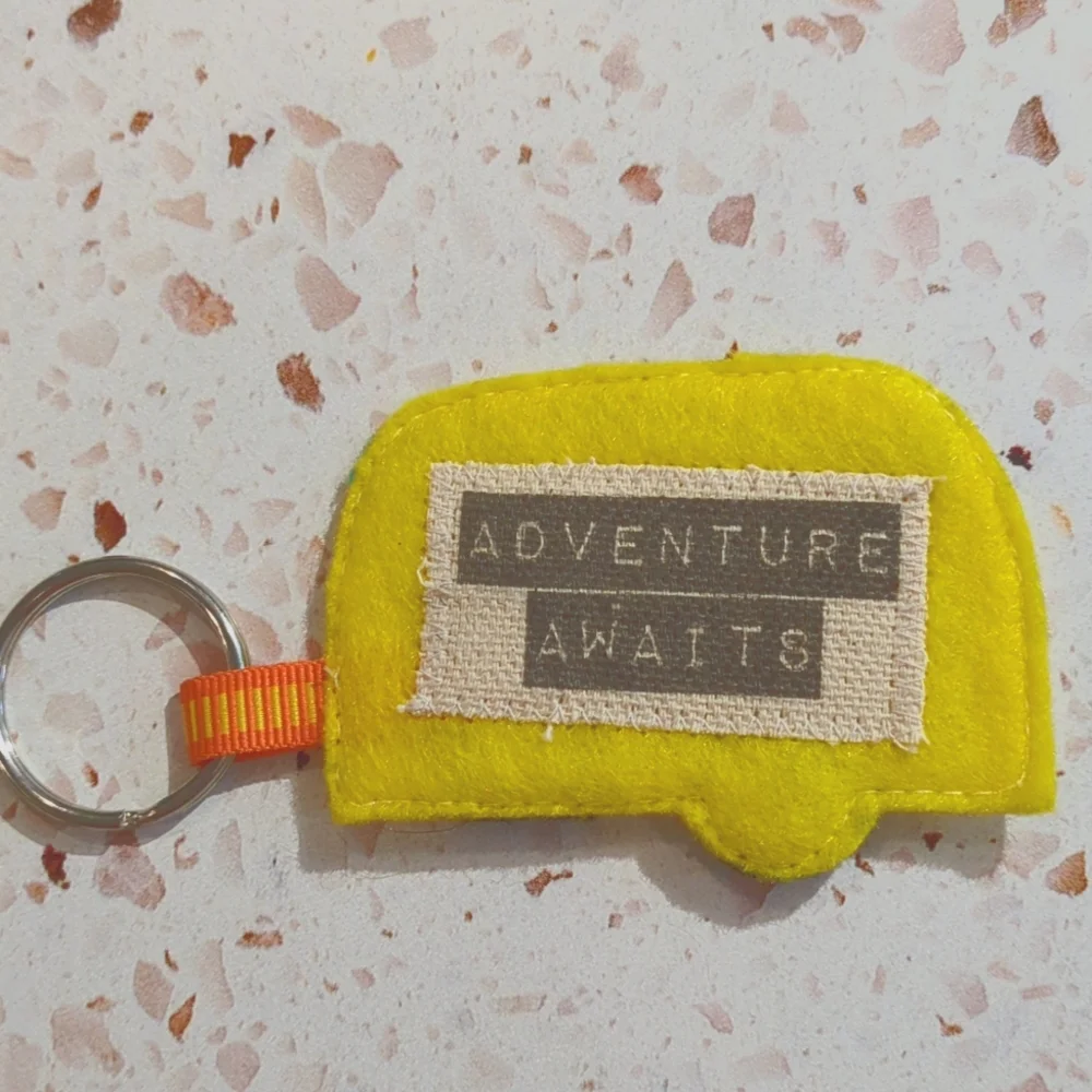 Adventure Camper Key Fob Handcrafted Felt Applique Lace Ribbon Beads | New #2